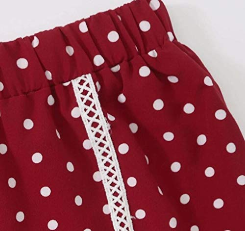 Short de praia feminino de verão com cintura elástica e bolinhas da KLJR, Vermelho, X-Small