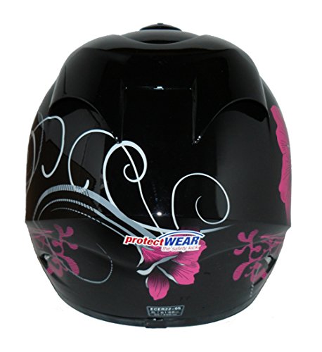 Motorradhelm für Damen protectWEAR FS-801 mit Blumendesign in Größe S