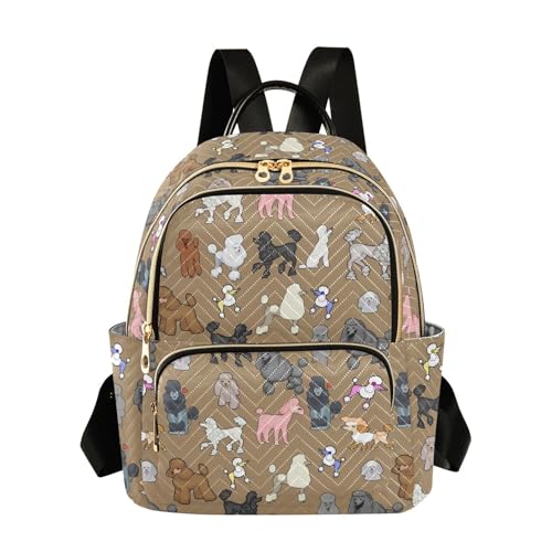 Image of Women Fashion Backpack Purse Poodle Dog Rucksack, M | Casual Lightweight Quilted Daypack Ladies Bag for College Travel Work
