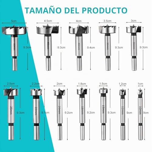 Miniatura 2 de Hseamall Juego De Brocas Forstner, 12 Unidades, 10 50 Mm, Para Madera, Brocas Perforadas, Juego De Brocas Para Madera