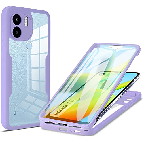 Funda para Xiaomi Redmi A1 Ysnzaq transparente full surround en color morado con TPU