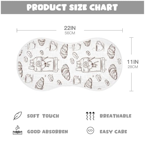 vvfelixl Muslin Burp Cloths Coffee Machine Croissant Baby Washcloths for Baby Girl Boys 2 Pack2