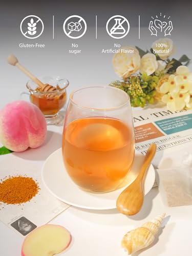 Image of TeeLux Ginger Peach Turmeric Tea Bags, Warm Ginger with Tart Hibiscus & Soothing Chamomile, Tart & Sweet Flavor, Caffeine Free, 100 Count