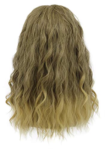 VGbeaty Adult Men Long Curly Gold Brown Mustache Wig Thor Wig Halloween Cosplay Anime Costume Party Wig