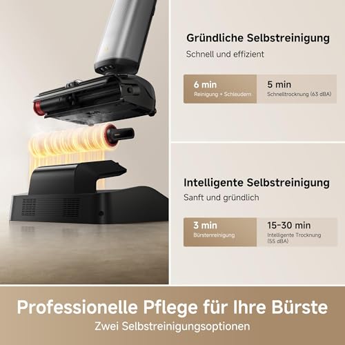 Mova X4 Pro Nass-Trocken-Sauger 20.000 Pa, Heißwasser-Wischfunktion, Tangle-Free, Selbstreinigung bei 100 °C, Push-In-Basisstation, LED-Bürstenkopf, Doppelkante, intelligente Saugkraftregelung