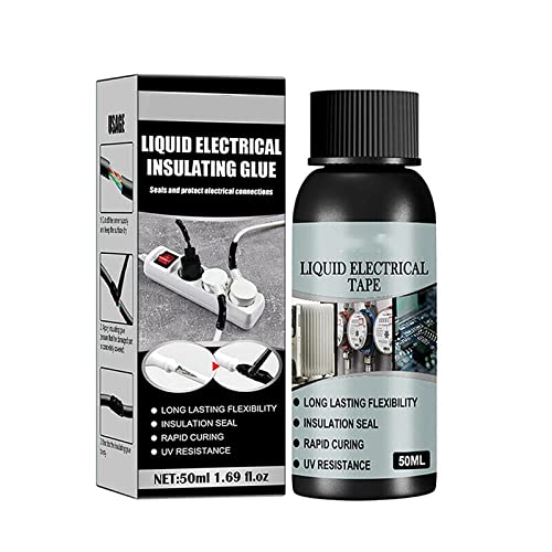 50ML Liquid Insulation Electrical Tape Tube Paste, Liquid Insulating High Temperature Glue,Fast Dry Cable Repair Paste Waterproof Perfect for Indoor Outdoor (Black) Cover
