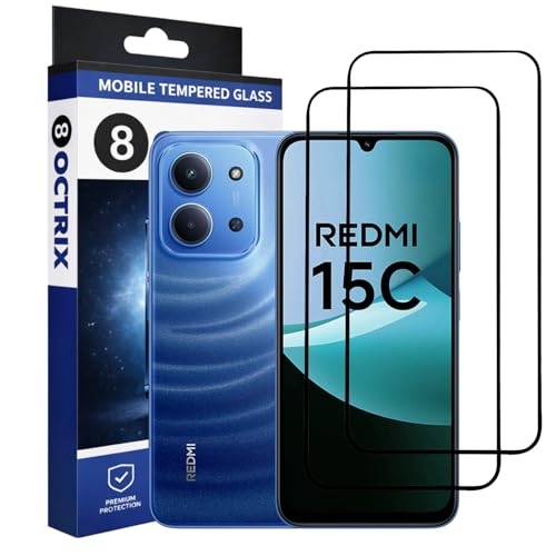 Image of Premium Tempered Glass Screen Protector Compatible for Redmi 15C with Edge to Edge Coverage - Case Friendly, Anti-Scratch & Bubble-Free Installation Kit (Pack Of 2)