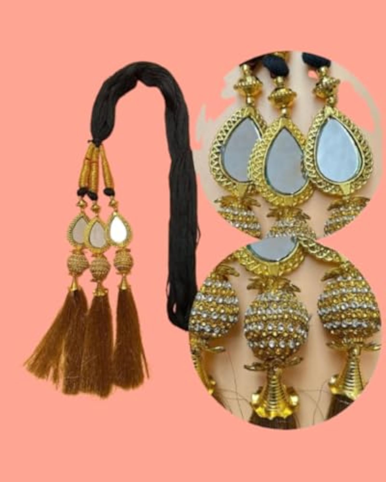Mirror Design Paranda Parandi Braid Tassles Hair Accessory