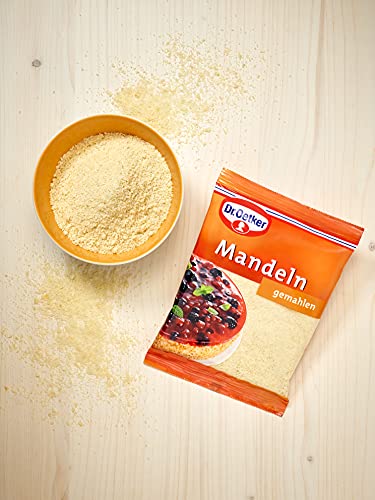 Dr. Oetker Mandeln gemahlen, 100 g, gemahlene süße Mandeln zum Einbacken und Dekorieren von Gebäck, Torten & Desserts, verzehrfertig, vegan