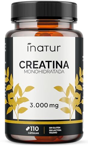 Creatina Monohidratada 3000mg, 110 Cápsulas vegetales, 1 Mes de Suministro - Suplemento Deportivo Apto para Veganos, 4 Cápsulas al Día, Sin OGM ni Estearato de Magnesio