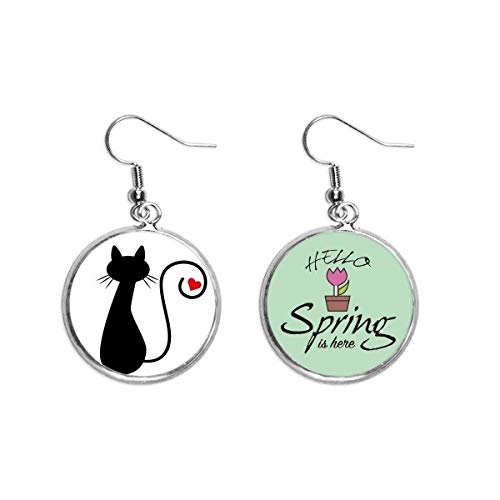 Pendientes de gato en corazón de silueta animal el regalo ideal como joya de primavera