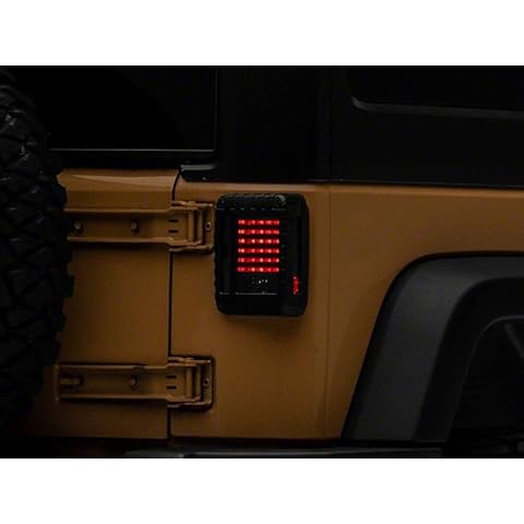 Raxiom Smoked LED Tail Lights Set Assembly Iconic Styling Fits Jeep Wrangler JK 2007-2018 Cover