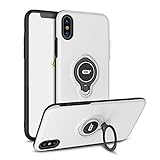ICONFLANG for iPhone Xs Max Case, Ultra-Slim iPhone Xs Max Case with Ring Holder Stand Compatible Magnetic Car Mount Cover Case for Apple iPhone Xs Max (2018) 6.5 inch - White