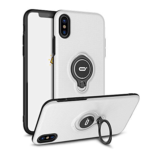 ICONFLANG for iPhone Xs Max Case, Ultra-Slim iPhone Xs Max Case with Ring Holder Stand Compatible Magnetic Car Mount Cover Case for Apple iPhone Xs Max (2018) 6.5 inch - White