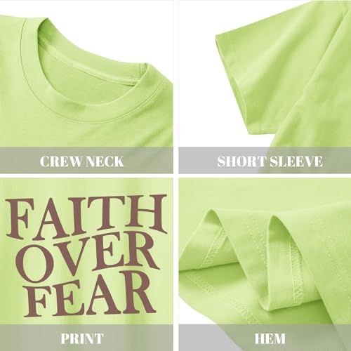 Image of Girls Faith Over Fear Christian Shirts for Kids Jesus God Bible Verse Religious Tshirt Cute Preppy Graphic Tees Tops