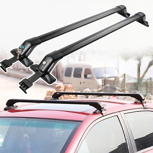 AUTOXBERT Universal Roof Rack Cross Bars Car roof bars Fit Car Without Side Rail Aluminum Adjustable Roof Rack Crossbars Mounting Luggage Carrier Anti-theft Lock