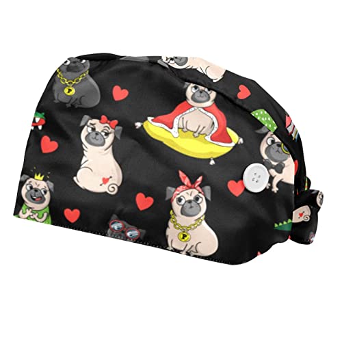 Chapeaux bouffants et casquettes de travail ajustables JDEZ avec motif chien