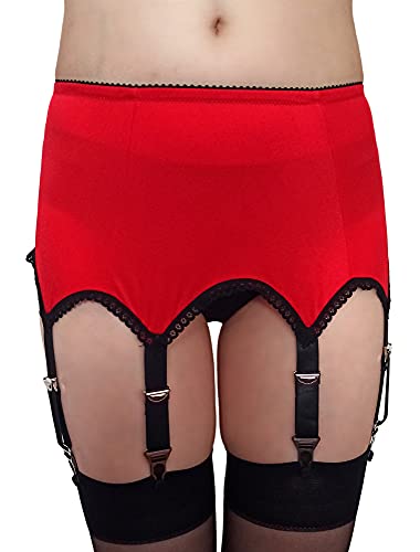 Estanla Liguero moldeador de cintura alta para mujer, Rojo 6 correas, L(W32-35inch)