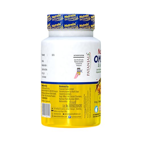 Image of NUTRELA Patanjali Omega 3 6 7 9 vegetarian softgels - Pack of 60 Capsules