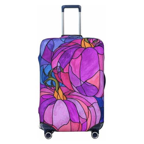 Stained Glass Pumpkins Elastic Travel Luggage Covers Dustproof Scratch-Resistant Suitcase Protector Fit 22-24 Inch