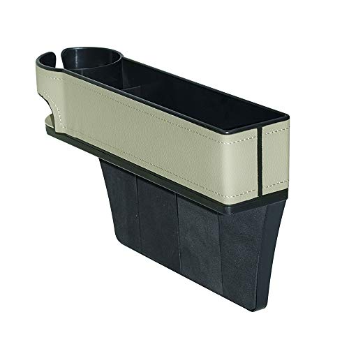 BALMOST Car Seat Gap Organizer, Front Seat Gap Filler w/Cup Holder, Console Side Pocket Catcher for Cars Lack Console Storage, Helps Reduce Distracted Driving & Holds Cellphone, Card, Coin| Beige