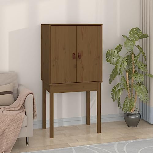 Aparador con 2 puertas de madera de pino, armario multiusos rústico de 60 cm de ancho 5