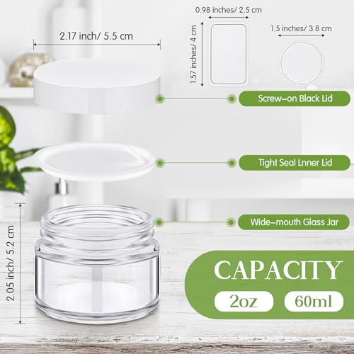 Image of Layhit 60 Pcs 2 oz Glass Jars with Lids Airtight Jars Bulk,Clear | Empty, Airtight, Leakproof, Reusable, Small Jar with Blank Labels & Liners Lids, Travel Jars for Cream, Lotions, Candle