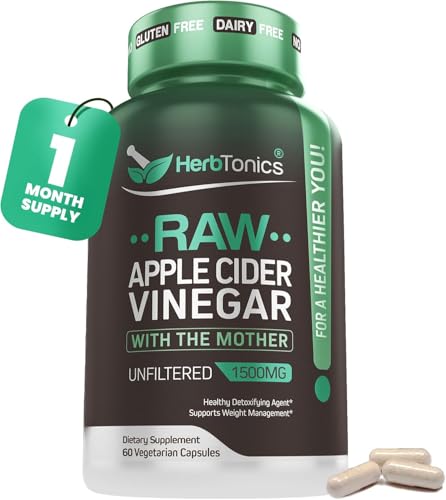 Herbtonics Raw Apple Cider Vinegar Capsules 1500mg with The Mother