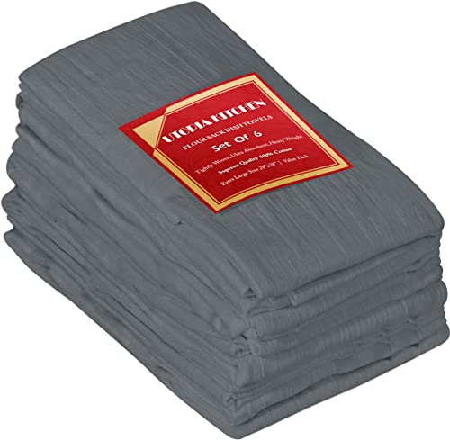 Utopia Kitchen Light Grey Flour Sack Towels [6 Pack - 28 x 28 Inches] 100% Cotton Tea Towels for Cleaning & Drying - Highly Absorbent Kitchen Dish Towels