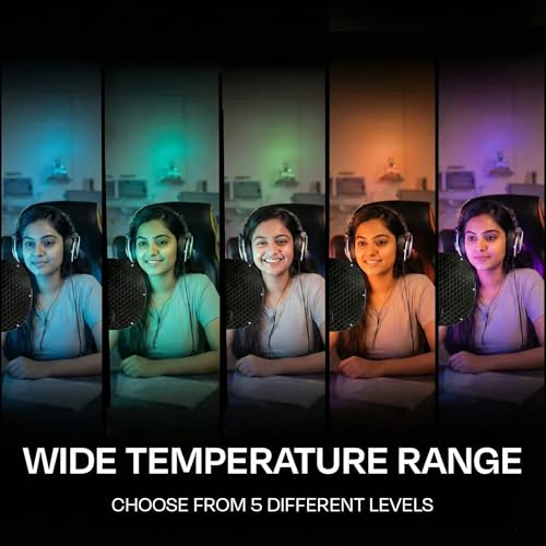 Image of NiceVeedi LED Key Light with Tripod Stand for Video Recording, 5 Color Temperatures 3200K-5600K, Dimmable 1455 Lumens, CRI 95+, USB Powered Desk Light for YouTube, Streaming, Zoom Calls