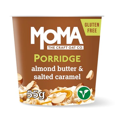 MOMA Instant Porridge Pots ALMOND BUTTER & SALTED CARAMEL - 55g Pot - Breakfast Jumbo Oat - Dairy Free, Gluten Free, Vegan, High in Fibre, Source of Protein, Rich in Vitamin B6 - Made in UK - Image 4