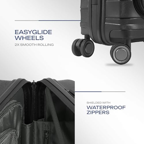 Image of Safari Select Aerolite 55 CM Small Cabin Black Front Open Hard Shell Double Spinner Trolley /Luggage Bag with TSA Lock, Dual 8 Wheels and Anti-Theft Zipper