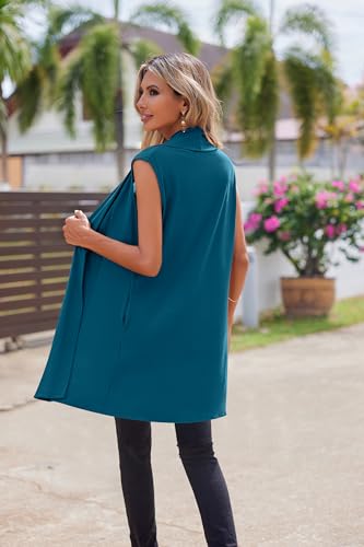 Image of Beyove Womens Long Vests Sleeveless Draped Lightweight Open Front Cardigan Layering Vest with Side Pockets