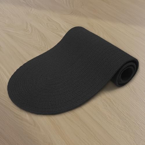 Image of Encasa XO Table Runner for 4 Seater | Handmade Ribbed Style Cotton | 30x137 cm | Black | for Dining & Center Table