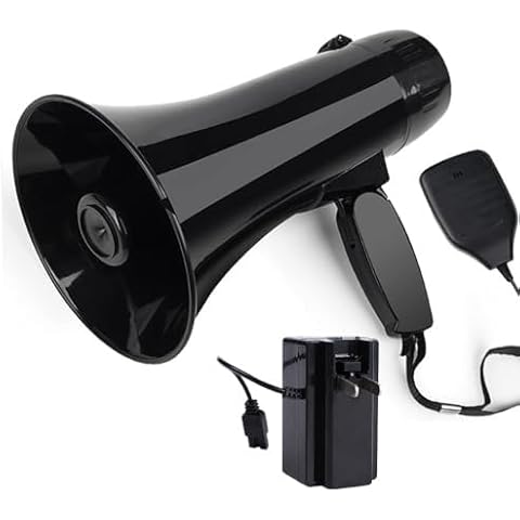 MyMealivos 35 Watt Power Portable Megaphone Speaker PA Bullhorn with Detachable Handheld Microphone, Built-in Siren, USB Flash Drive & 240S Recording (Black) Cover