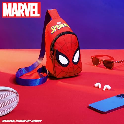 Marvel Spiderman Sling Bag Kinder, Brusttasche Umhängetasche mit Verstellbarem Gurt - Geschenke für Jungs