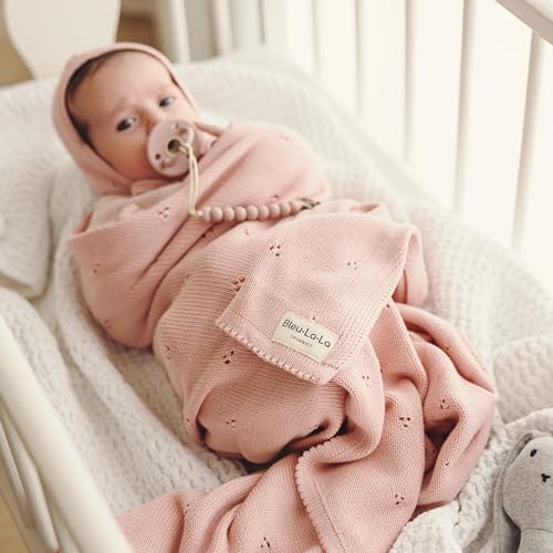 Image of Baby Gift Set - Organic Cotton Newborn Blanket Essentials, Baby Gifts for Girls, Baby Gift Set, Baby Girl Shower Gifts, Baptism Gifts for Baby Girl (Pointelle - Ballet Slippers)