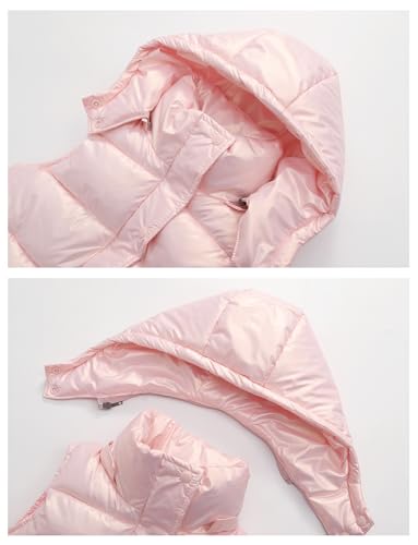 Happy Cherry Toddler Girl Metallic Sleeveless Vest Winter Warm Jacket with Detachable Hood 20243