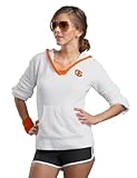 NCAA Oregon State University Kashwere U V-Neck Hoodie (White/Orange, Large/8-10)