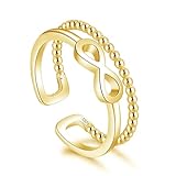 ✨💖【Offener Ringe Material】-- Doppelring Silber besteht aus feinstem 925 Sterling Silber & Weißgold / Rosegold / Gelbgold vergoldet mit S925 Metallstempel. Schlicht Silber Doppelringe ist hochglanzpoliert und funkelt sehr gut. Hochglanzpolitur hält Silber Damen Ringe für immer glänzend. Offen Ringe Silber 925 Damen ist hypoallergen und Nickelfrei, geeignet für fast alle empfindliche Haut. Wir haben Liebe Herz Knot Silber Ringe Frauen in 3 Farben: Silber / Rose Gold / Gold.