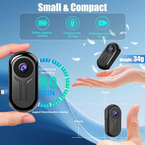 Miniatura 6 de Obest Mini Camara Deportiva Wifi Cámara Accion 2k 360 Cámara Casco Moto Magnética Con Pantalla 0,85 , Bodycam Visión Nocturna, Vlog Pov Camera Corporal Video Esquí Ciclismo Viaje, Negro