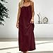 Womens Linen Dress Backless Cami Lounge House Linen Maxi Spaghetti Strap Open Low Back Summer Beach Vacation Sundresses Peasant Loose Maternity Comfy Dress Beach Cover Up Women Spring Fashion