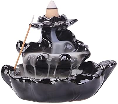 Incense Burner Waterfall Ceramic Incense Holder Handmade Ceramic Backflow Incense Burner Decor Incense Holder Black, 1