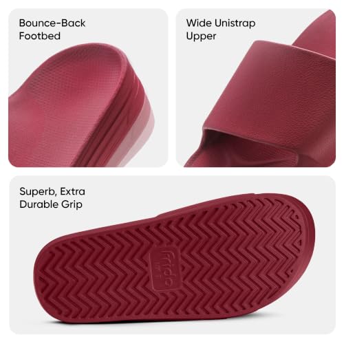 Image of Frido Arch Comfort Slides for Women & Men, Built-In Arch Support, Cushioned EVA Footbed, Non-Slip Sole, Indoor & Outdoor Slippers for Home, Beach, Pool, Travel & Daily Wear