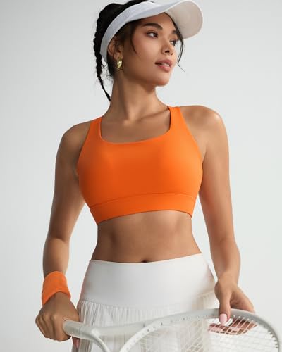 Image of RUNNING GIRL High Impact Sports Bras for Women - Scoop Neck Strappy Sports Bra High Support Moulded Cup Workout Bra