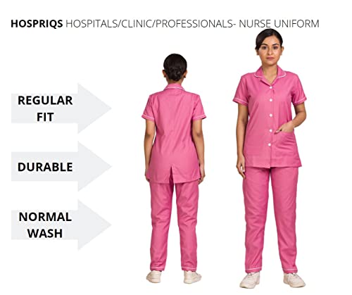 Image of Unisex Nurse Uniform With Normal Length Half Sleeves Top With 2 Pockets Regular Fit Pant Two Side Pockets - Ideals for Hospital Staff /Clinics /Nanny Uniforms |