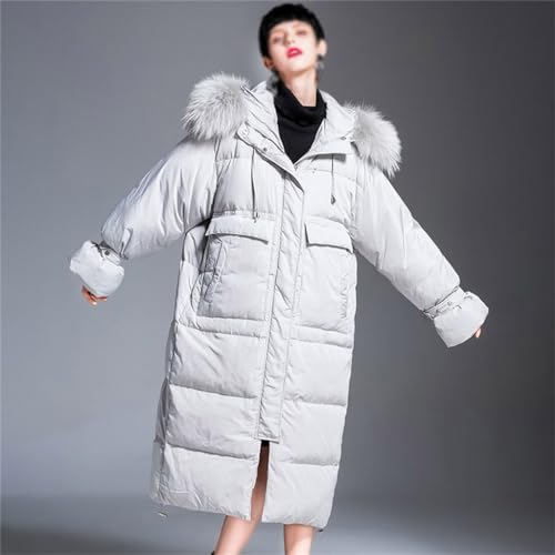 Veste doudoune mi-longue décontractée à capuche amovible et coupe ample - 2