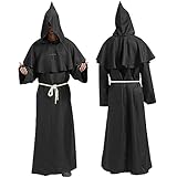 ▶【Stil Größe】Yuragim Mönch Priester Gewand Kostüm sind in den schwarz erhältlich, es gibt immer eine, die zu Ihnen passt. Es gibt 2 Größen zur Auswahl L, und XL, bitte folgen Sie unserer Größentabelle, um Ihre Größe zu wählen. Der mönch kostüm ist übergroß entworfen, kann Ihr Gesicht darin versteckt und sieht mysteriöser aus! Sensenmann kostüm.