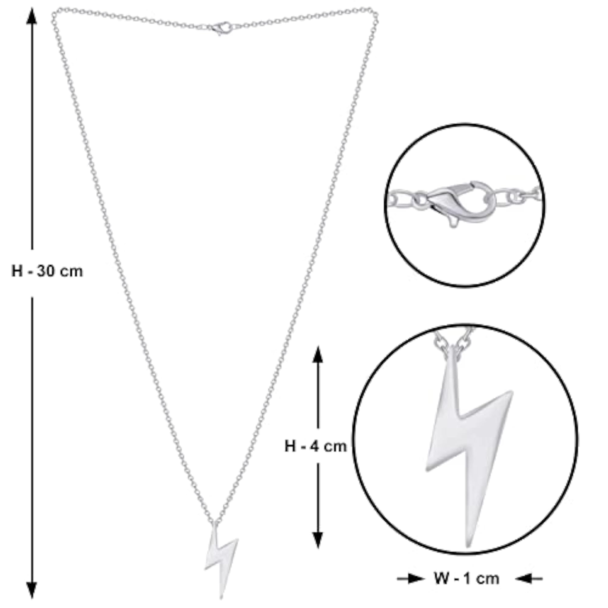 Zig Zag Flash Lightning Solid Multi Geometric Fancy Pendant Chain
