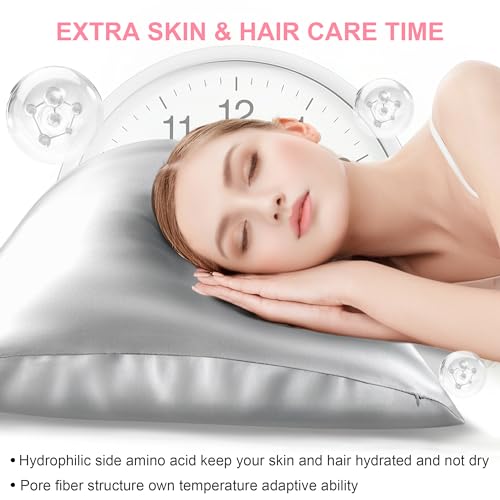 Silk Body Pillow Cover with Zipper, Mulberry Silk Pillow Cases Body Size Ultra Smooth and Soft Breathable Cooling Silk Satin Body Pillowcase for Hair and Skin (20x54 Inches, 1 Pack)